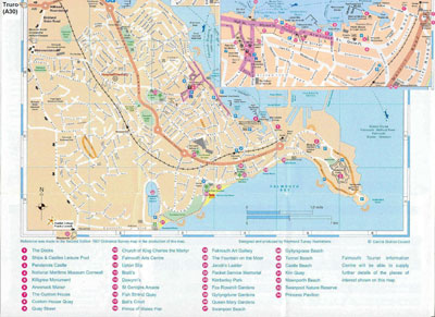 Falmouth Town Street Map Cornwall